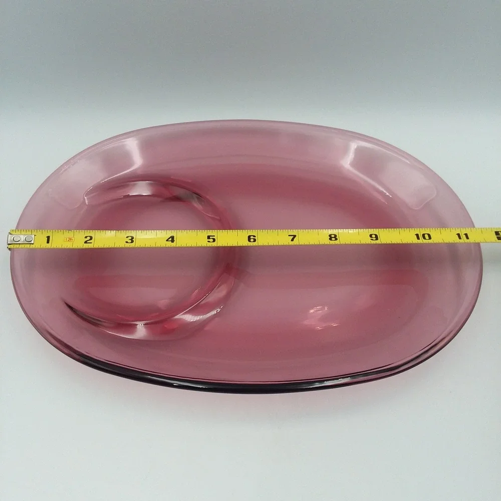 Corning Visions Cranberry Sandwich Plate H118 1 Pt Round‎ Bowl C16B Discontinued